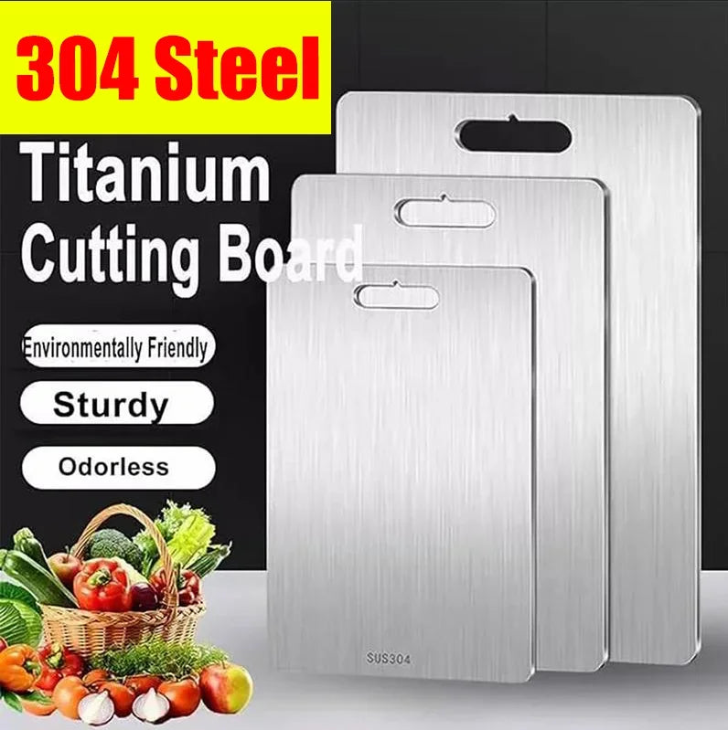 Double Sided Food Grade Stainless Steel Cutting Board For Kitchen Portable Chopping Board For Fruits And Meats