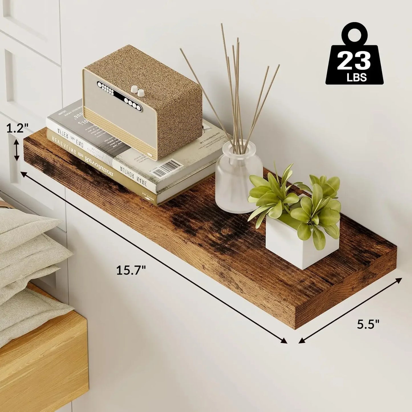 15.8 Inch Floating Shelves Set Of 6 Wood Wall Decor