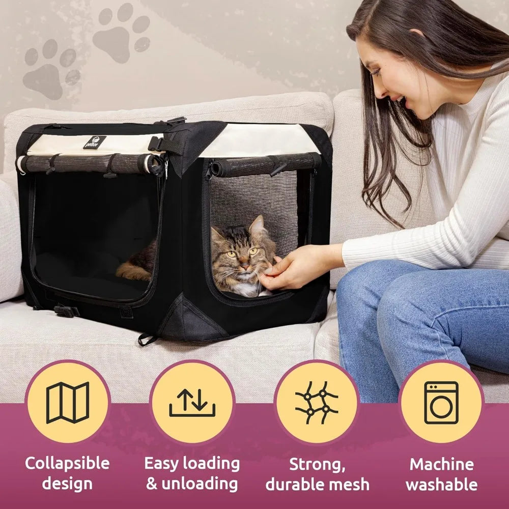 XMSJ Large Pet Carrier On Wheels Holds 2 Cats Or Medium Dog