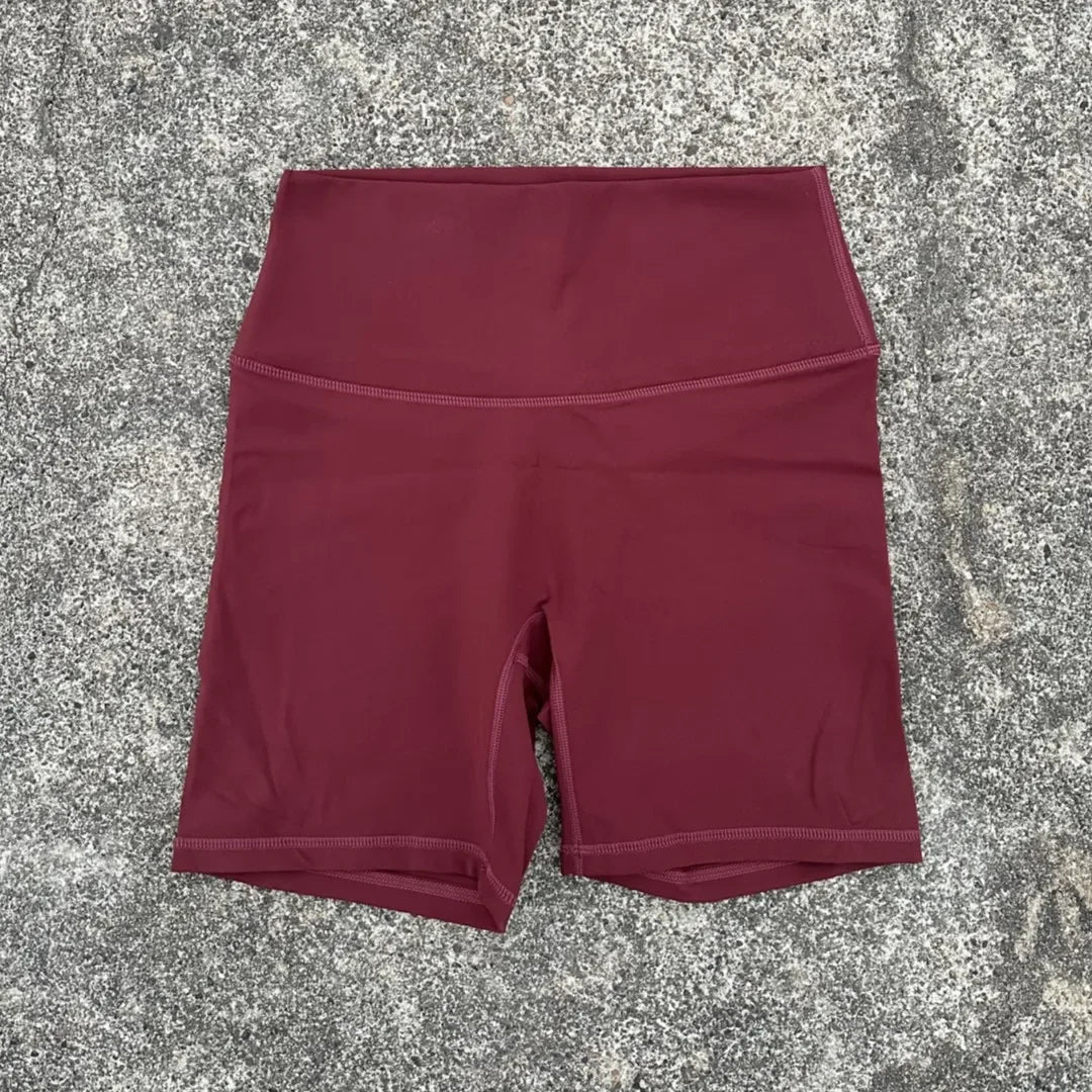 Solid Color High Waist Yoga Shorts Squat Proof With Pocket
