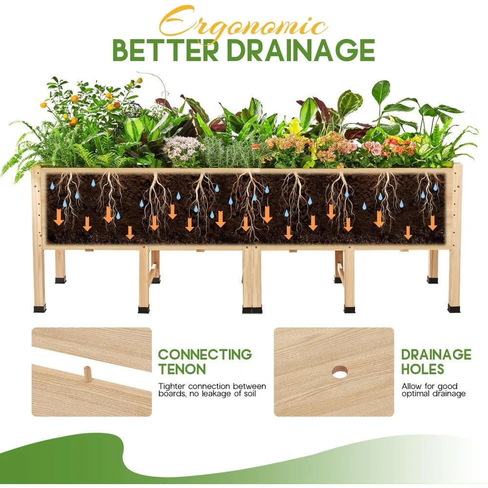 Raised Garden Bed 8x2 Ft With Legs And Drainage Holes