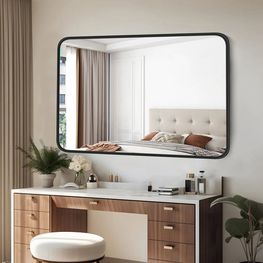 JHK Large Vanity Mirror Matte Metal Frame Wall 30x40