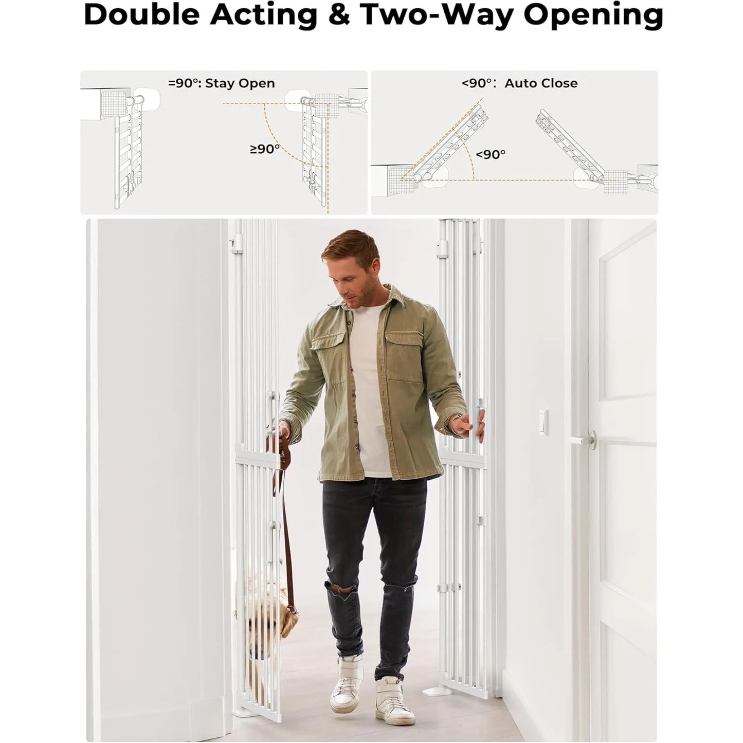 Tall Cat Gate for Doorway 74.8-90.5 in 30.3-38.2 in