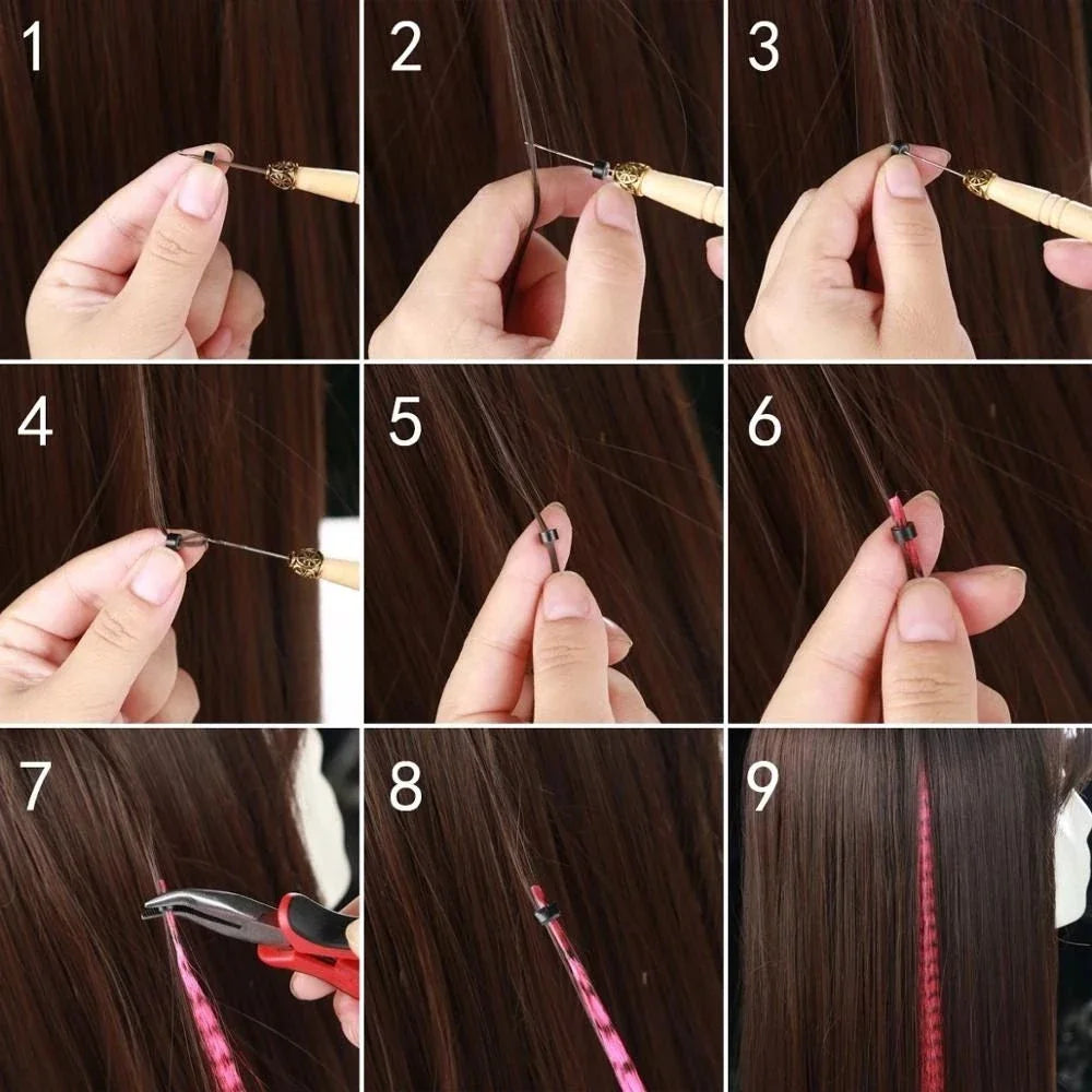 Synthetic I Tip Colored Feather Hair Extensions 10 to 50 Strands Pack Solid Color High Temperature Fiber Wig Accessories