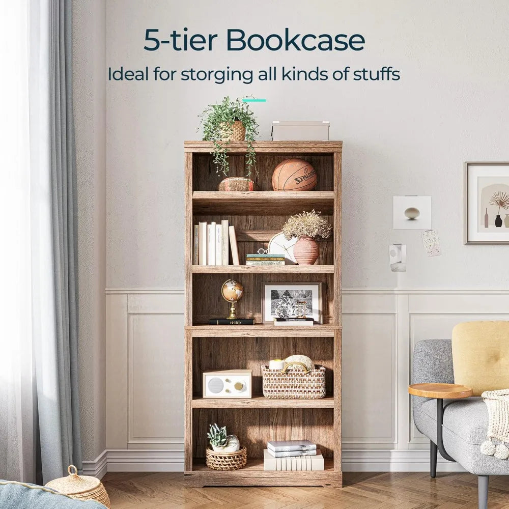 5 Shelf Floor Standing Bookcase 68 Inch Tall Home Office