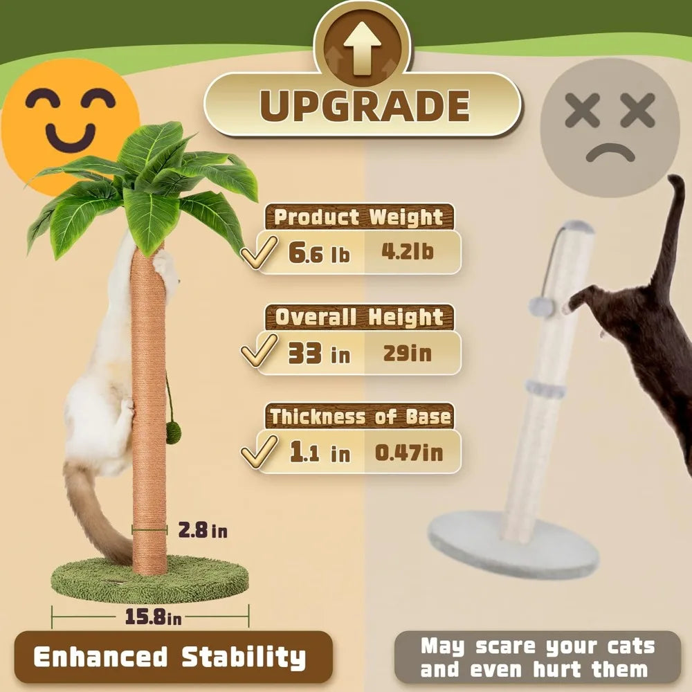 New Cat Scratching Post With Hanging Ball 33 In Sisal Rope