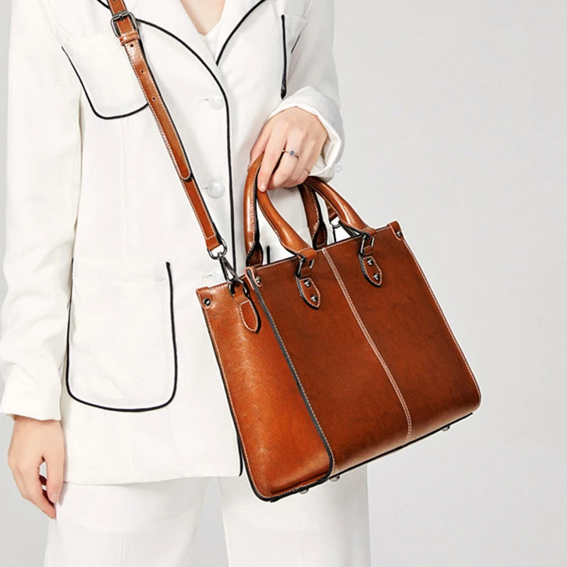 Women Handbag Crossbody Shoulder Tote Bag Genuine Leather Cowhide Messenger Top Handle Fashion Office Bag