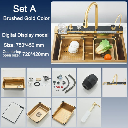 Whale Sink 304 Stainless Steel With Digital Display Faucet
