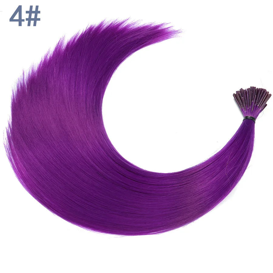 Synthetic I Tip Colored Feather Hair Extensions 10 to 50 Strands Pack Solid Color High Temperature Fiber Wig Accessories