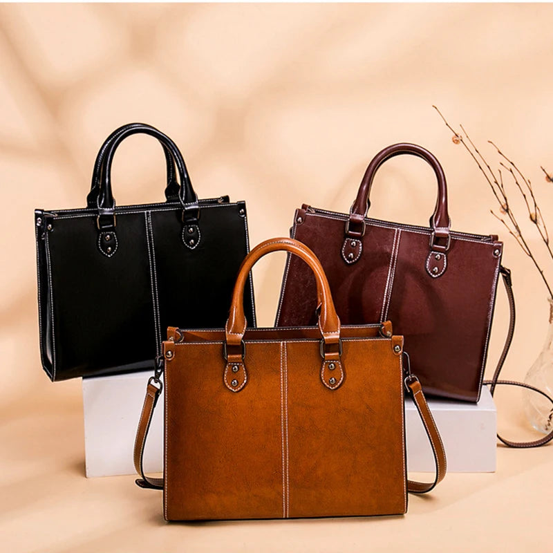 Women Handbag Crossbody Shoulder Tote Bag Genuine Leather Cowhide Messenger Top Handle Fashion Office Bag