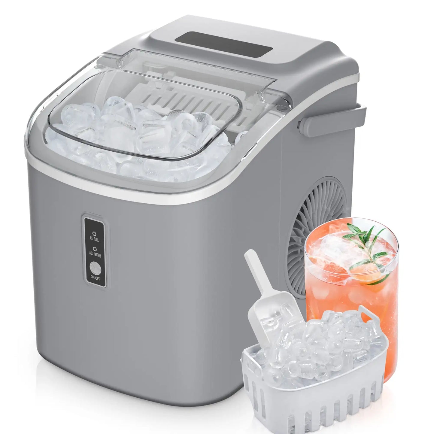 EUHOMY Countertop Ice Maker 26 Lbs Bullet Ice Self Cleaning