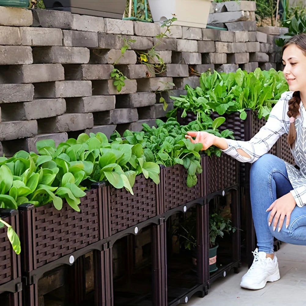 Plastic Raised Planter Box With Drainage Holes Raised Bed