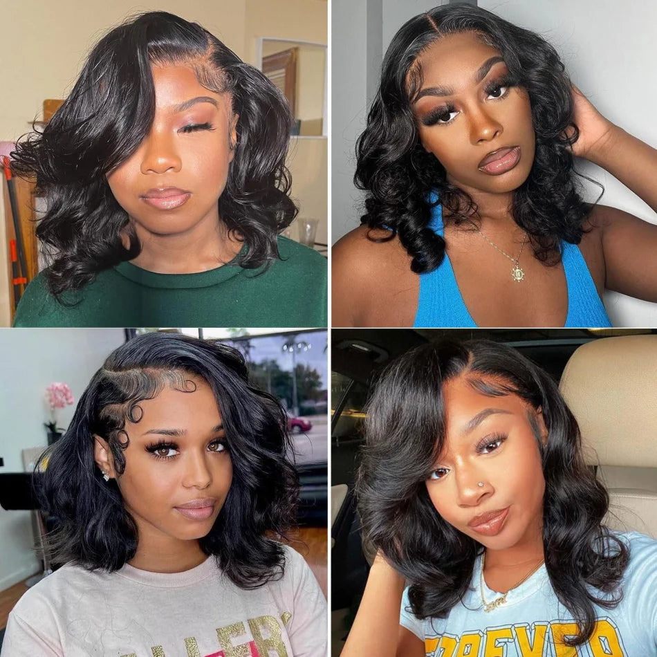 Wear And Go Glueless Bob Wig Human Hair Short Body Wave Lace Front 4X4 HD Lace Closure Wig For Women Brazilian Remy Hair