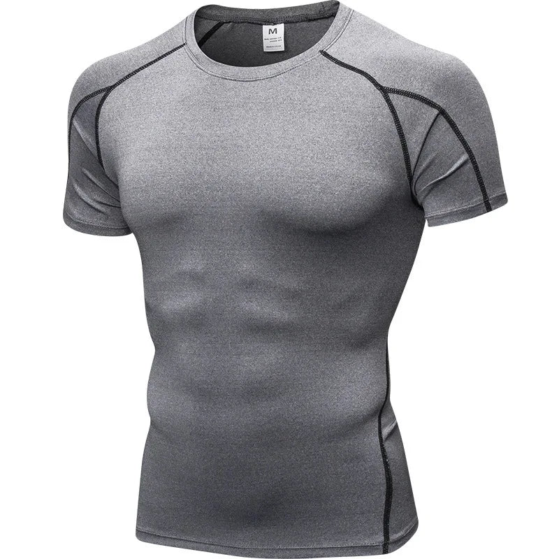 Elastic Mens Quick Dry Sport Running Shirt Fitness Top