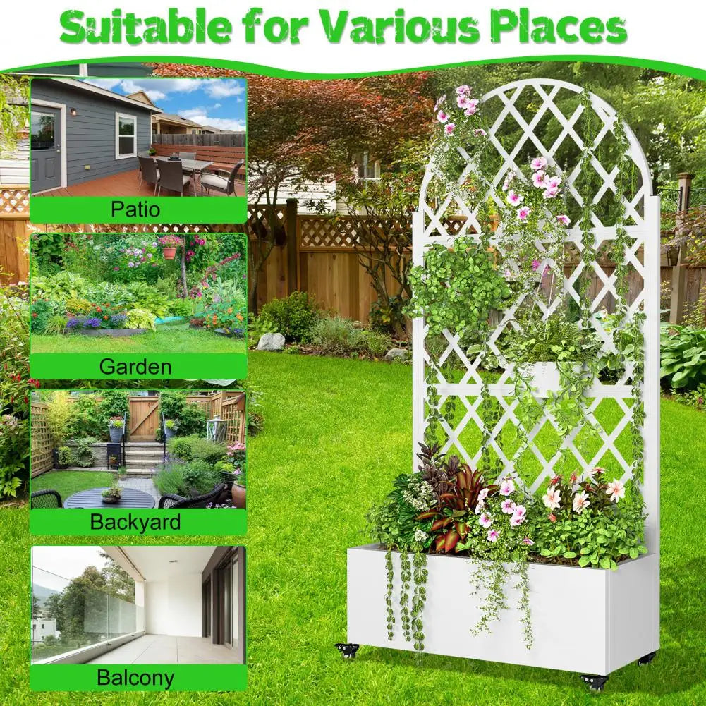 Metal Planter Box With Trellis Garden Bed Drainage Hole