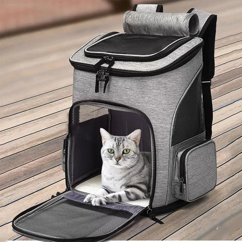 Breathable Cat Carrier Backpack Foldable Travel Bag For Cats And Dogs Expandable Large Capacity