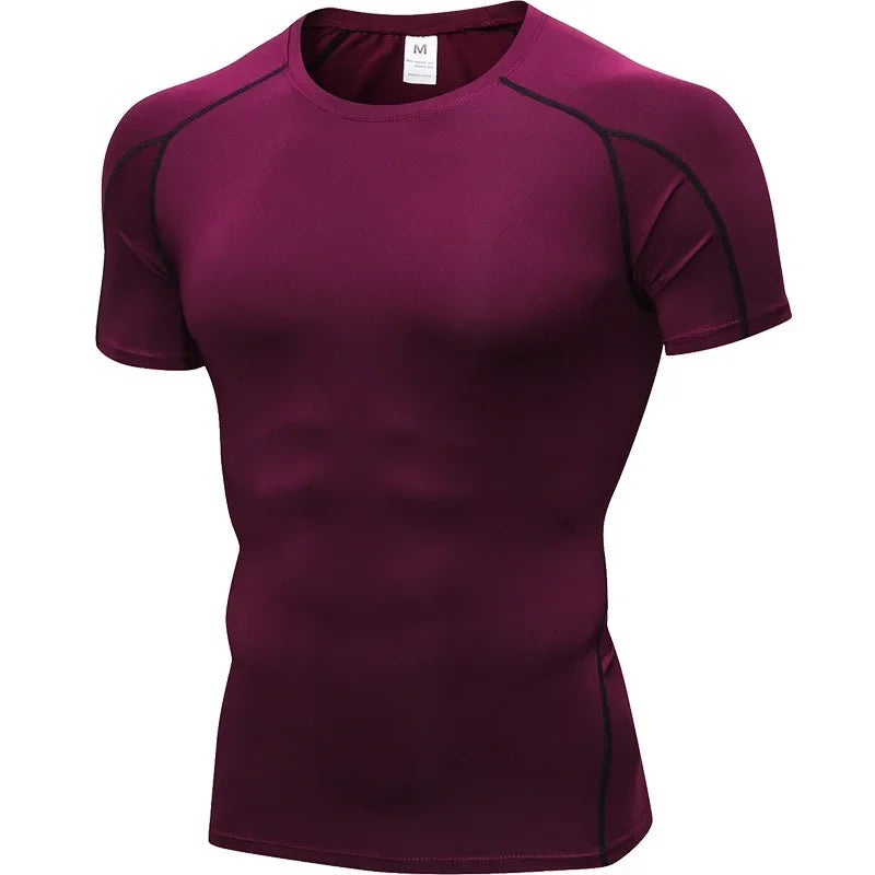 Elastic Mens Quick Dry Sport Running Shirt Fitness Top