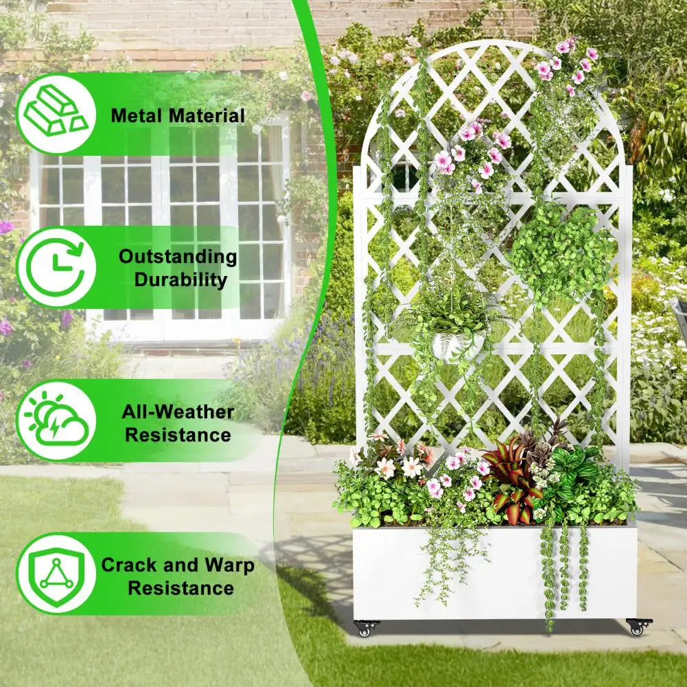 Metal Planter Box With Trellis Garden Bed Drainage Hole