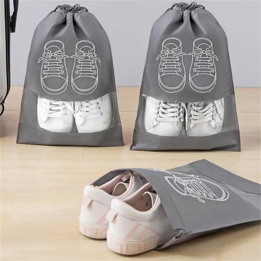 5 Or 10 Pcs Shoes Storage Bag Closet Organizer Non Woven Travel Portable Waterproof Hanging Bag With Pocket