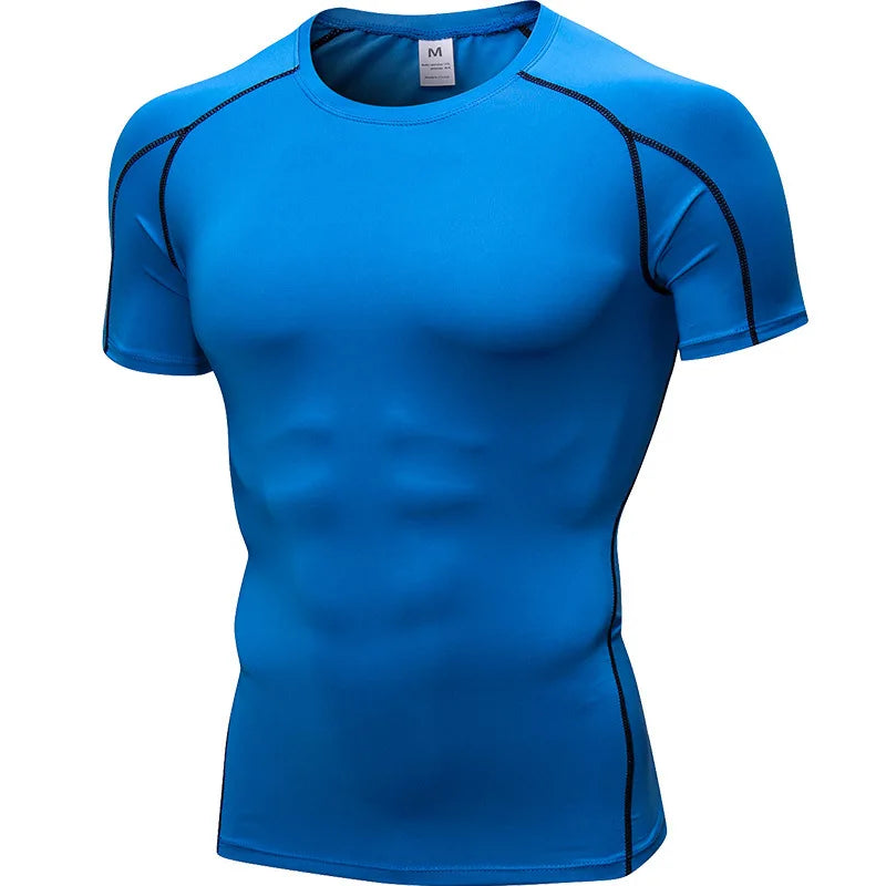 Elastic Mens Quick Dry Sport Running Shirt Fitness Top
