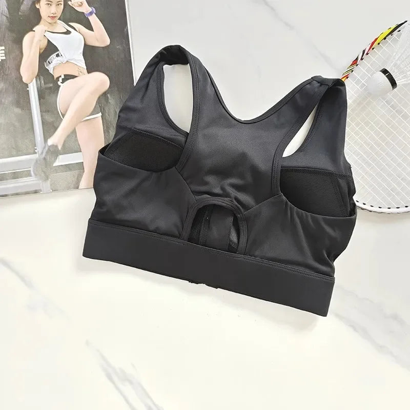 High Impact Front Zipper Sports Bra For Women Shockproof Quick Dry Yoga Top Fitness Vest Underwear