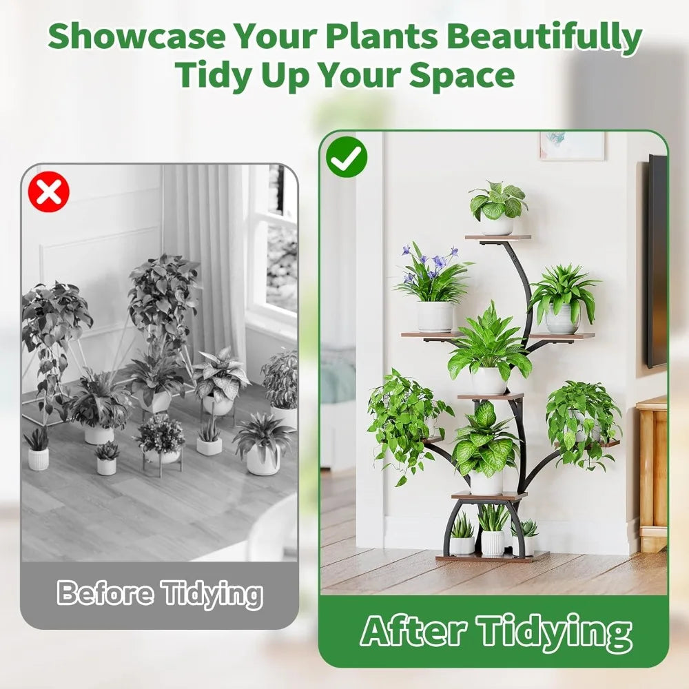Indoor Corner Plant Stand With Grow Lights 5-Tier S Shape