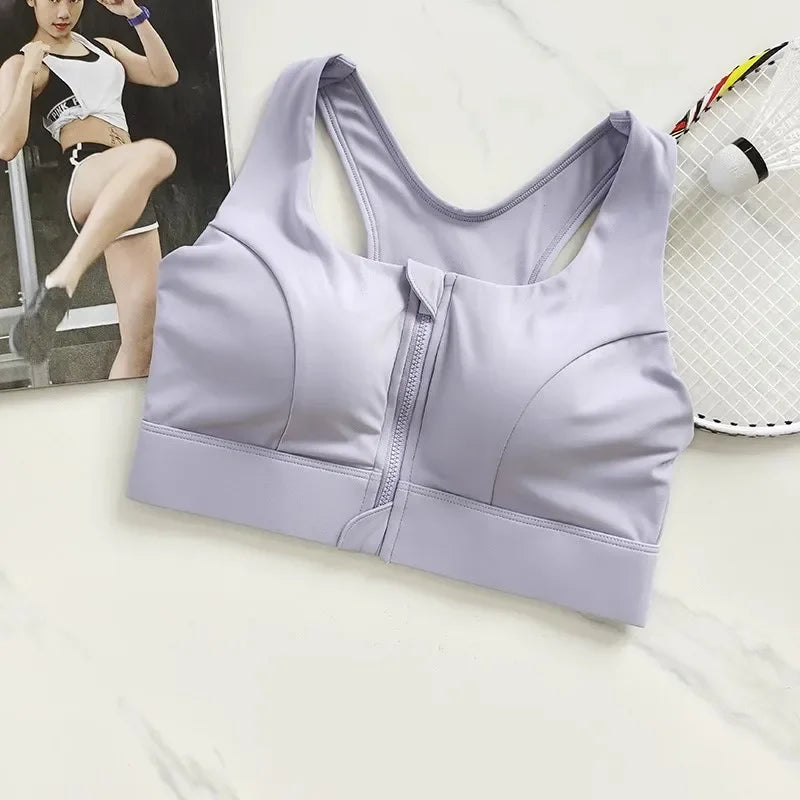 High Impact Front Zipper Sports Bra For Women Shockproof Quick Dry Yoga Top Fitness Vest Underwear