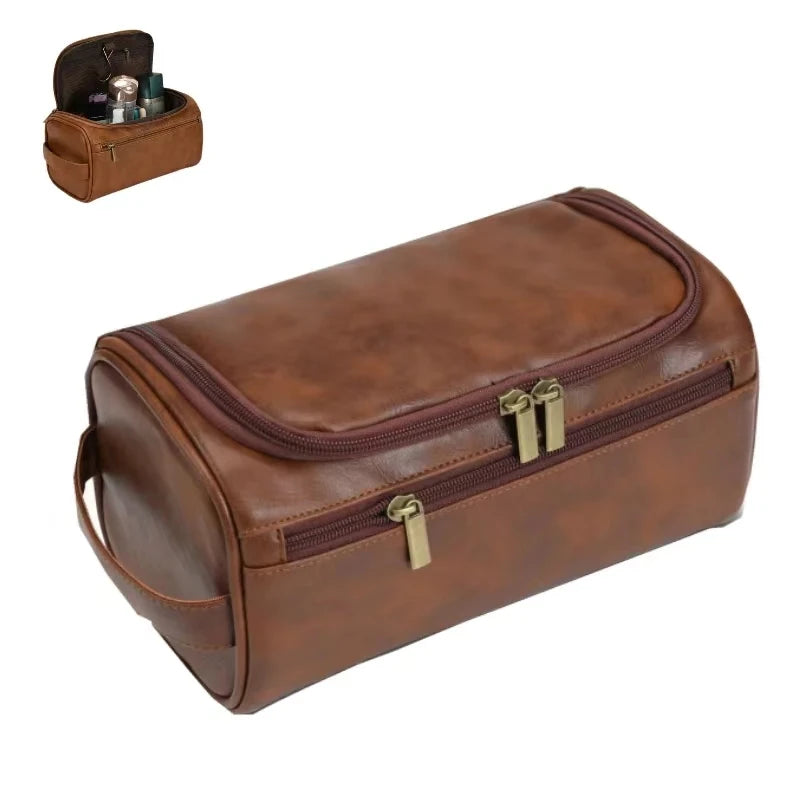 PU Leather Toiletry Bag for Men and Women Dopp Kit Hanging Travel Toiletry Bag Large Cosmetic Bag