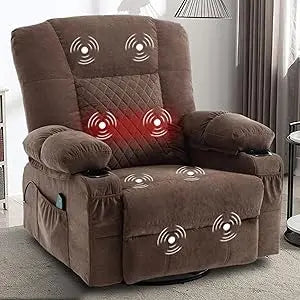 Faux Leather Oversized Rocker Recliner With Massage Heat