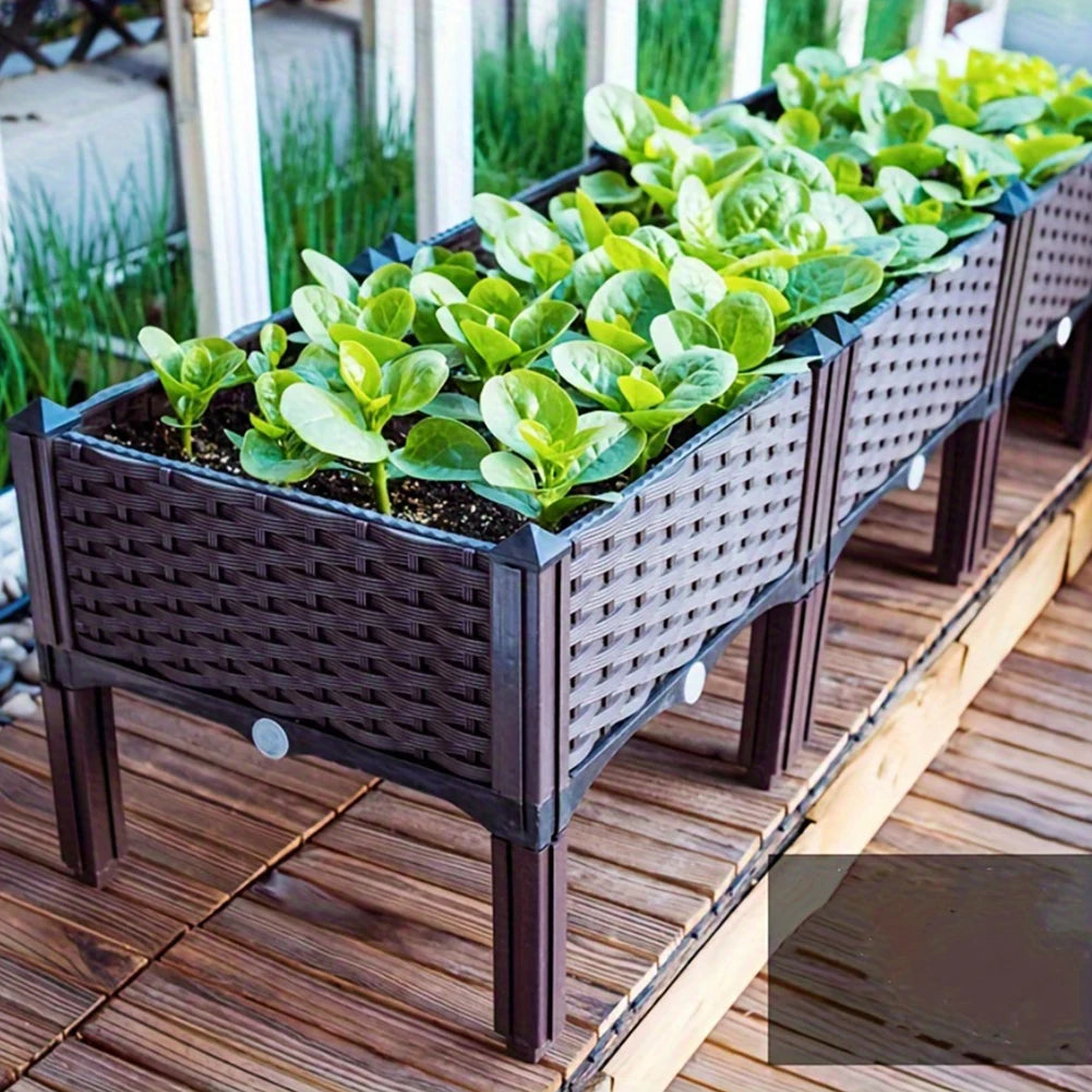 Plastic Raised Planter Box With Drainage Holes Raised Bed
