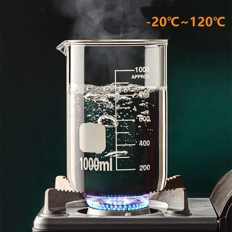 Glass Measuring Cup Set 50 100 150 250 500 1000 Milliliters Heat Resistant High Borosilicate Clear Graduated Beaker