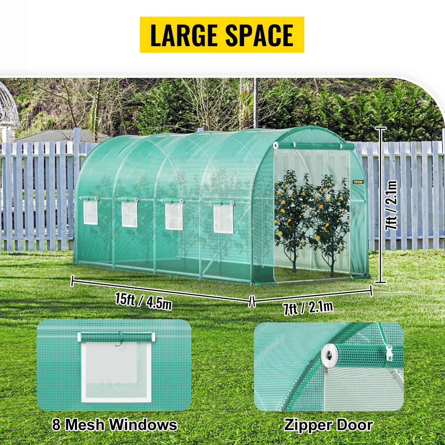 VEVOR Walk In Tunnel Greenhouse With Waterproof Cover