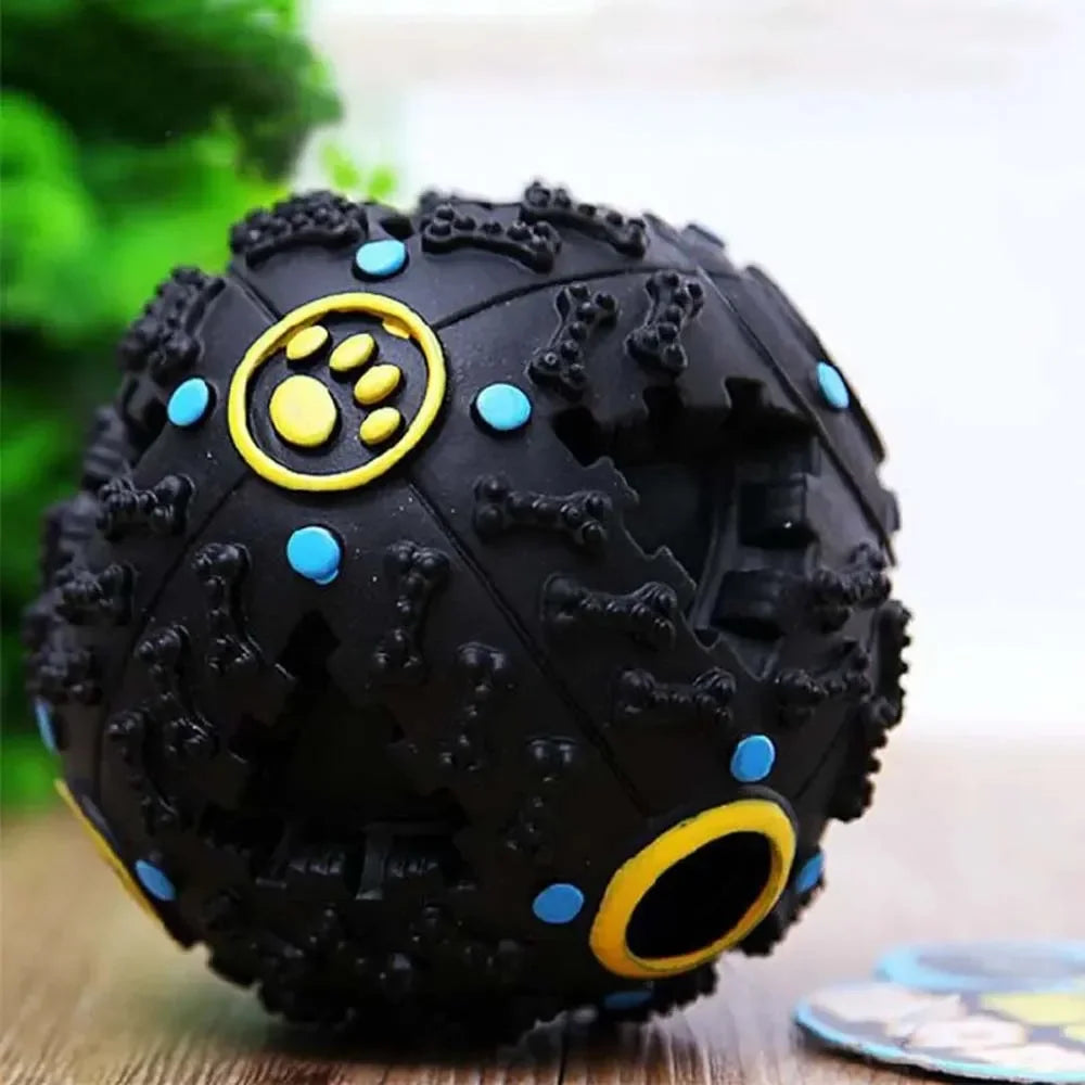 Black Leaky Food Ball Dog Toy For All Sizes Teething Molars