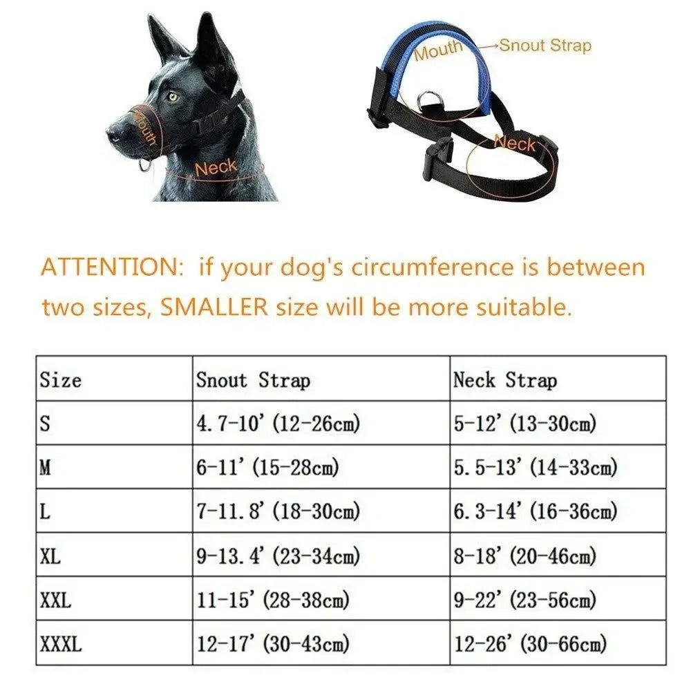 Breathable Nylon Dog Muzzle Anti Bark Collar With Stripes