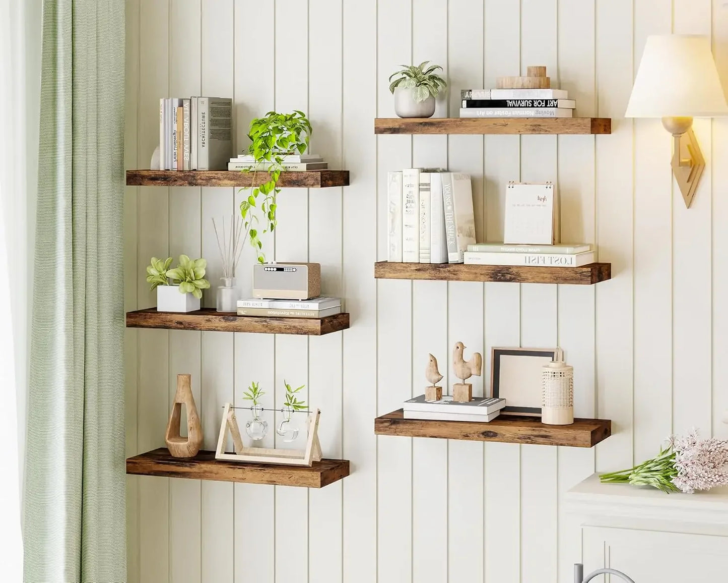 15.8 Inch Floating Shelves Set Of 6 Wood Wall Decor