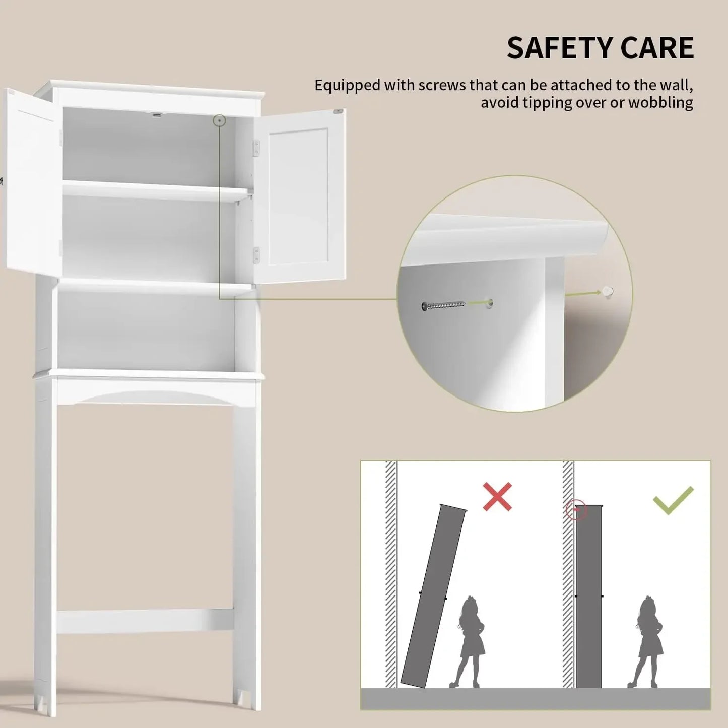 Over The Toilet Storage Cabinet With Adjustable Shelf