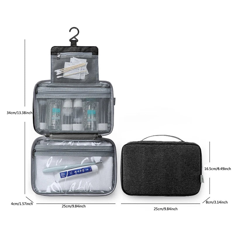 Travel Hanging Toiletry Bag Waterproof Cosmetic Storage Wet Dry Separated Organizer For Bathroom And Travel