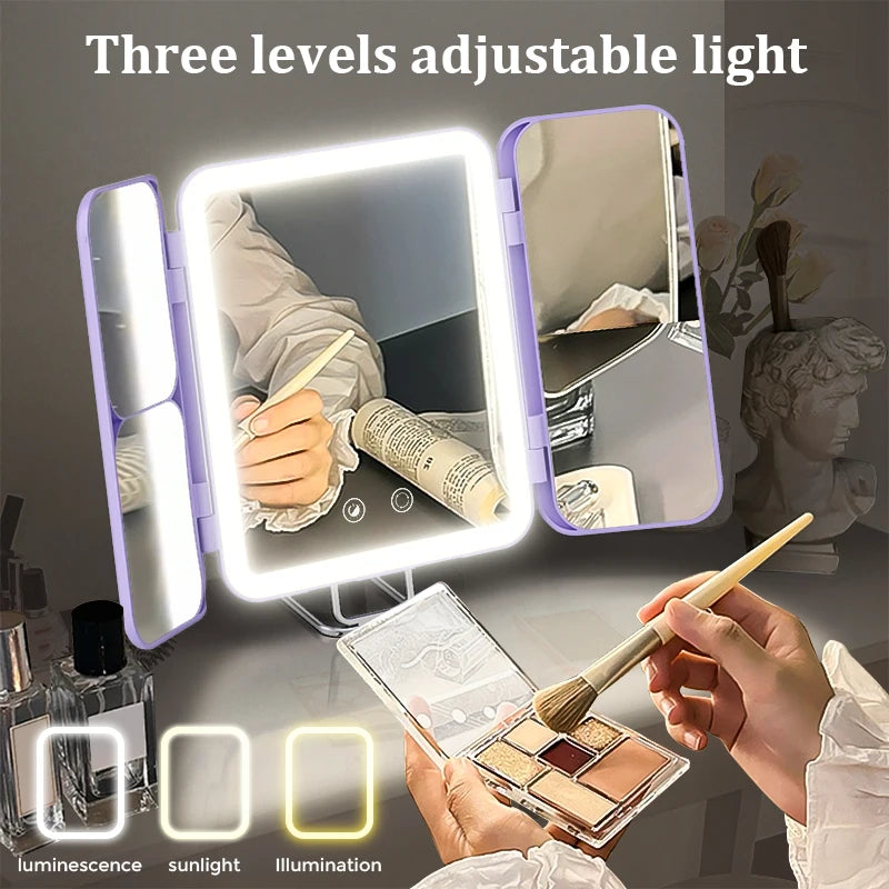 SEJOY Tri Fold LED Makeup Mirror 1X 3X 7X Magnification