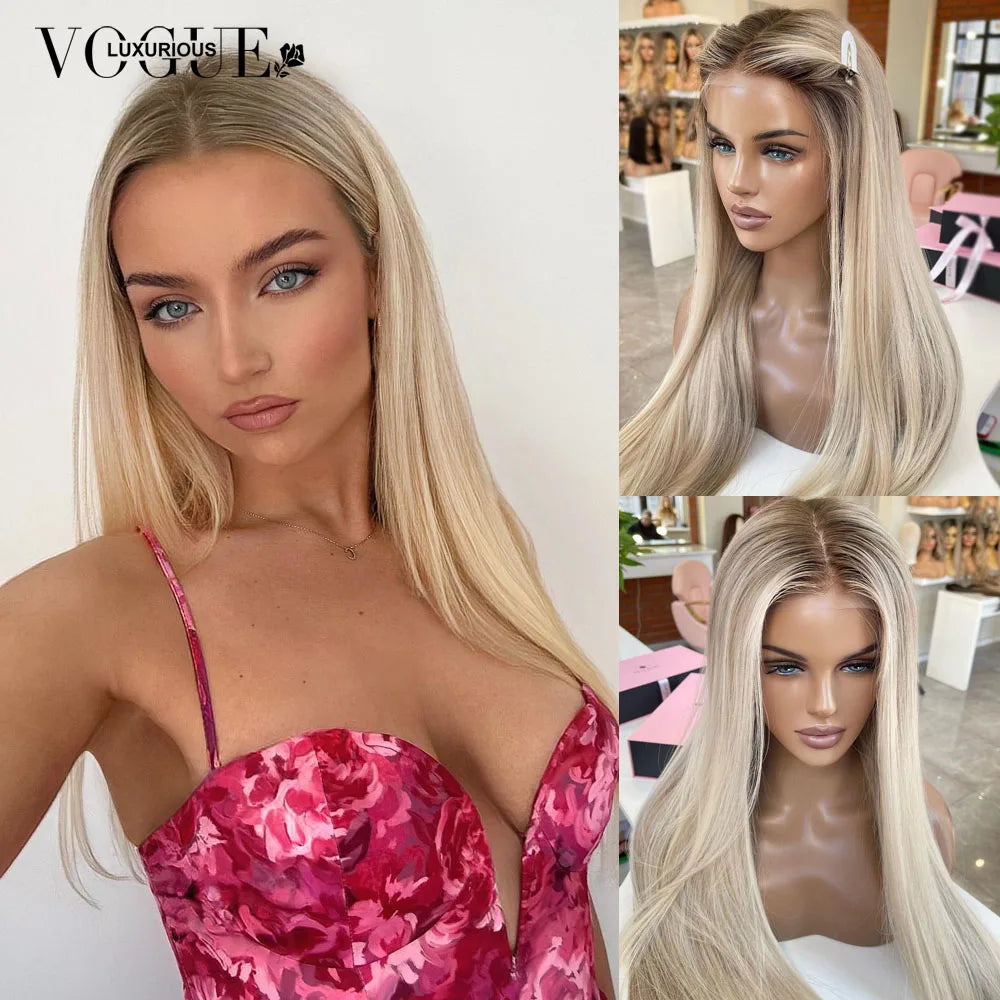 Cream Blonde Real Human Hair Wig 13x6 Lace Front For Women