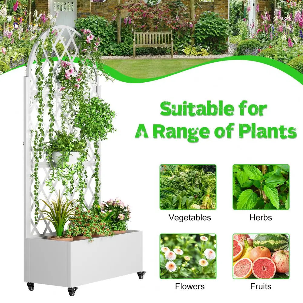 Metal Planter Box With Trellis Garden Bed Drainage Hole