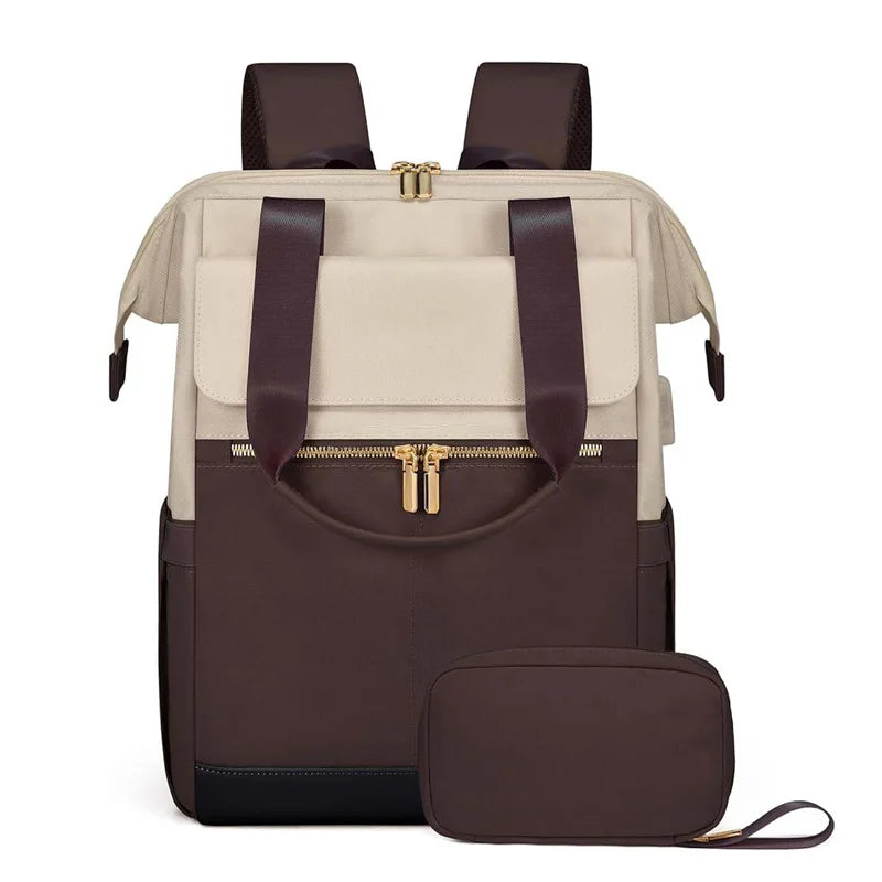 Cream Colored Womens Travel Laptop Backpack Softback Large Capacity 36 To 55 L For Cross Border Travel