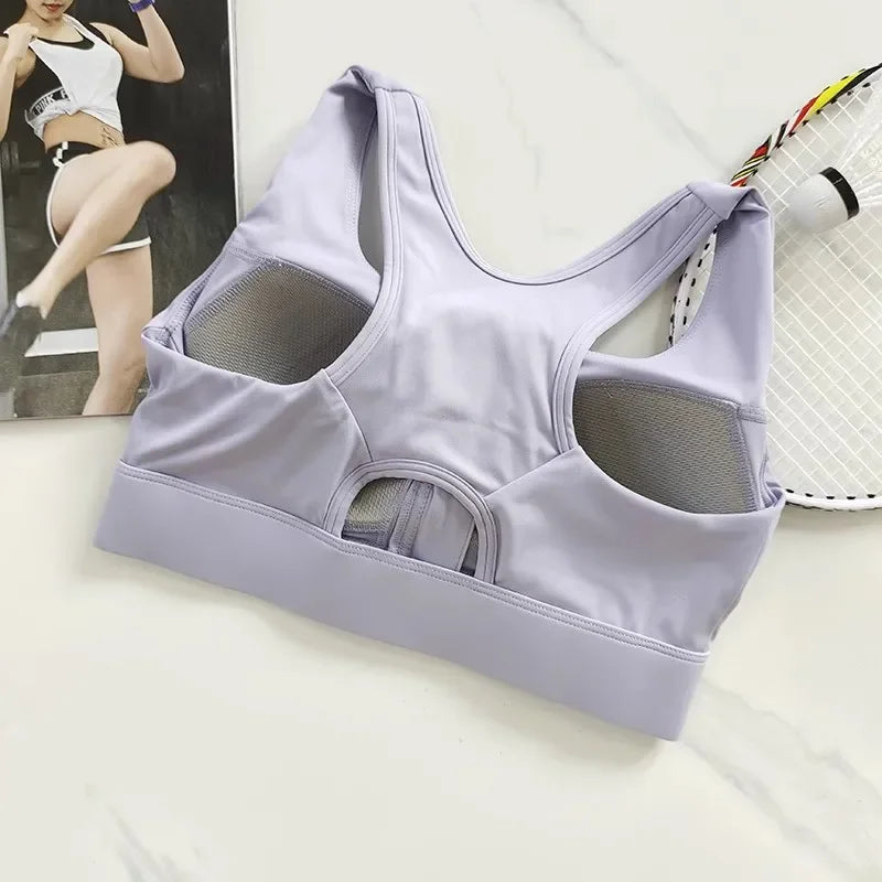High Impact Front Zipper Sports Bra For Women Shockproof Quick Dry Yoga Top Fitness Vest Underwear