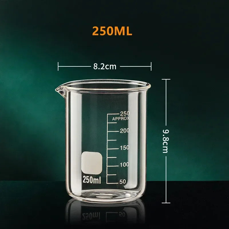 Glass Measuring Cup Set 50 100 150 250 500 1000 Milliliters Heat Resistant High Borosilicate Clear Graduated Beaker