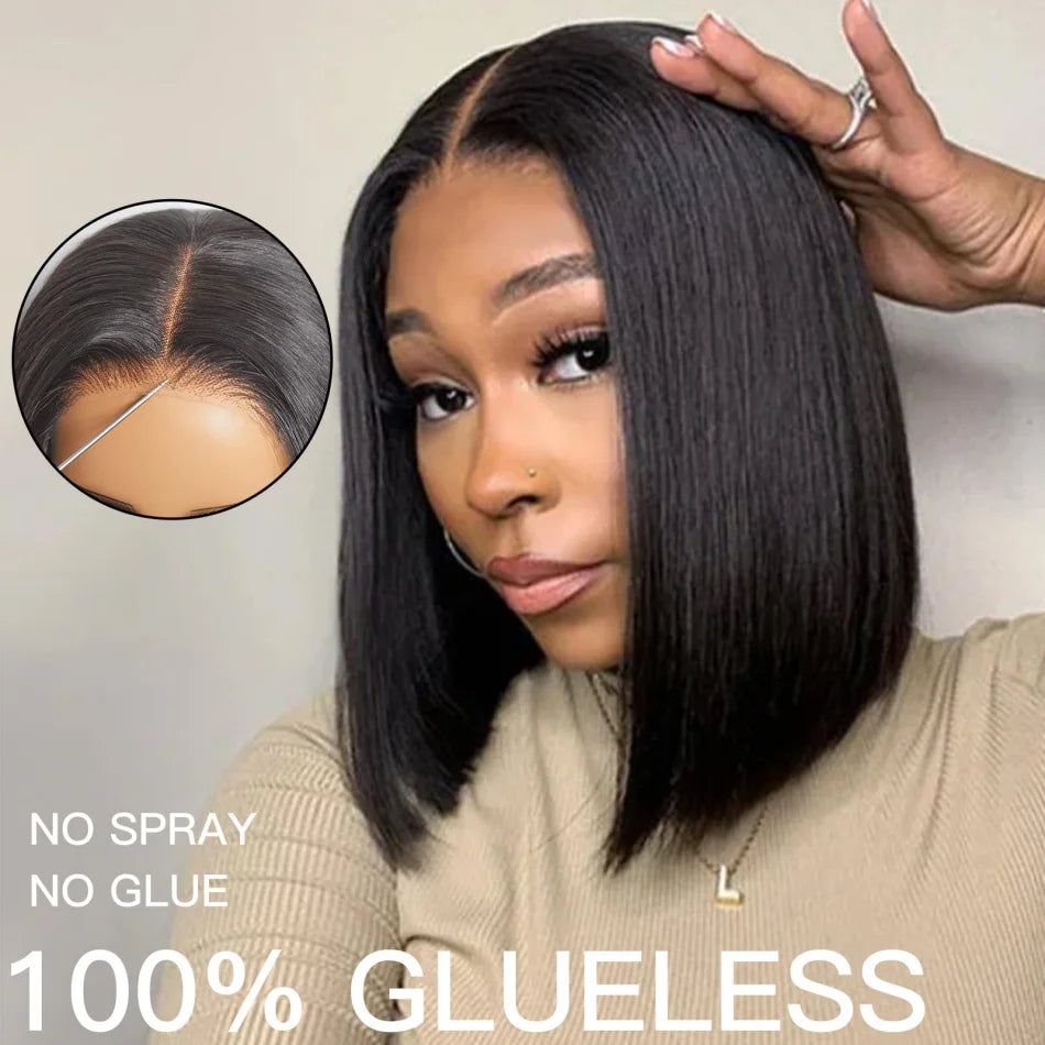 Wear And Go Glueless Bob Wig Human Hair Short Body Wave Lace Front 4X4 HD Lace Closure Wig For Women Brazilian Remy Hair