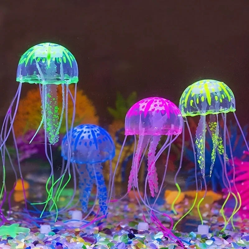 Artificial Swim Glow Jellyfish For Fish Tank Luminous Aquarium Underwater Decoration That Moves With Water Current