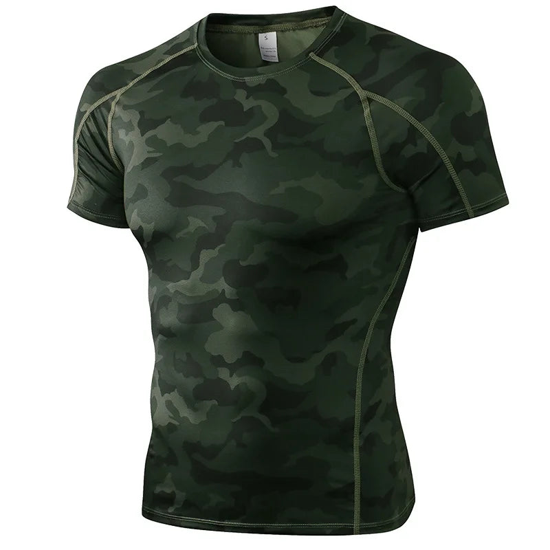 Elastic Mens Quick Dry Sport Running Shirt Fitness Top