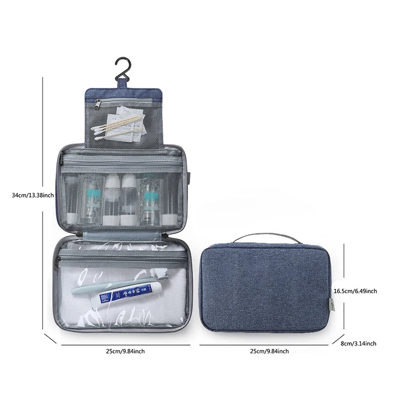 Travel Hanging Toiletry Bag Waterproof Cosmetic Storage Wet Dry Separated Organizer For Bathroom And Travel