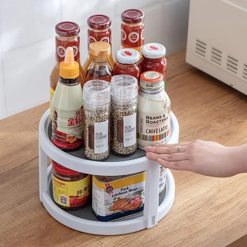 360 Rotating Condiment Storage Rack Anti Slip Kitchen Tray