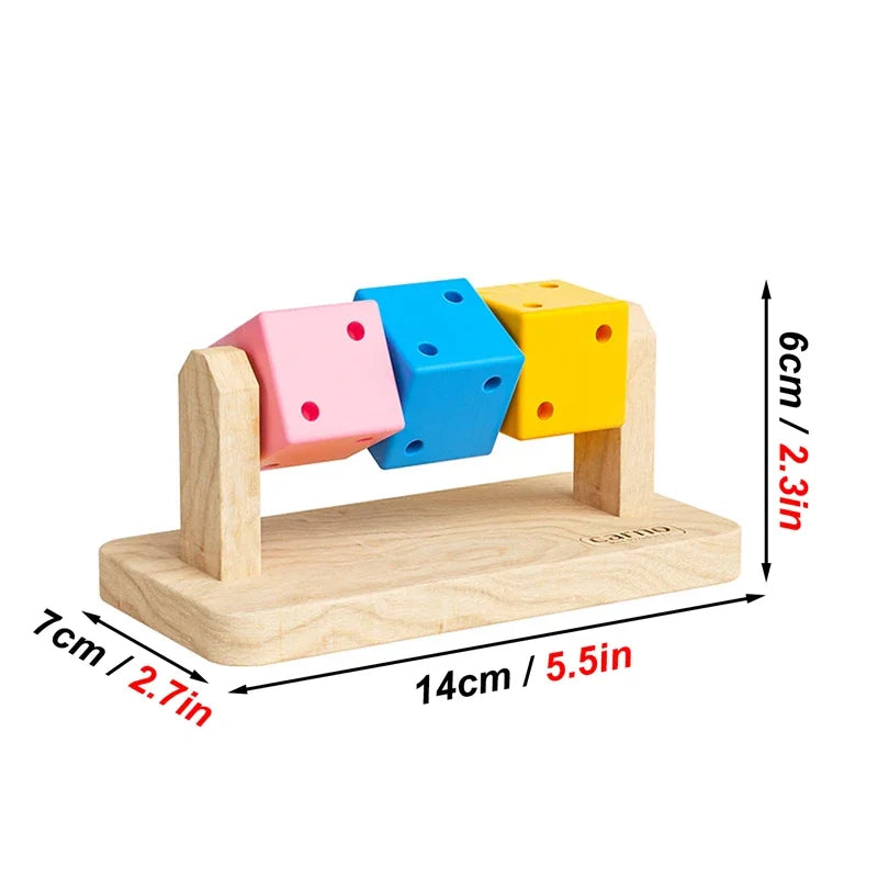 Colorful Wooden Rubik Cube Interactive Chewing Toy for Birds