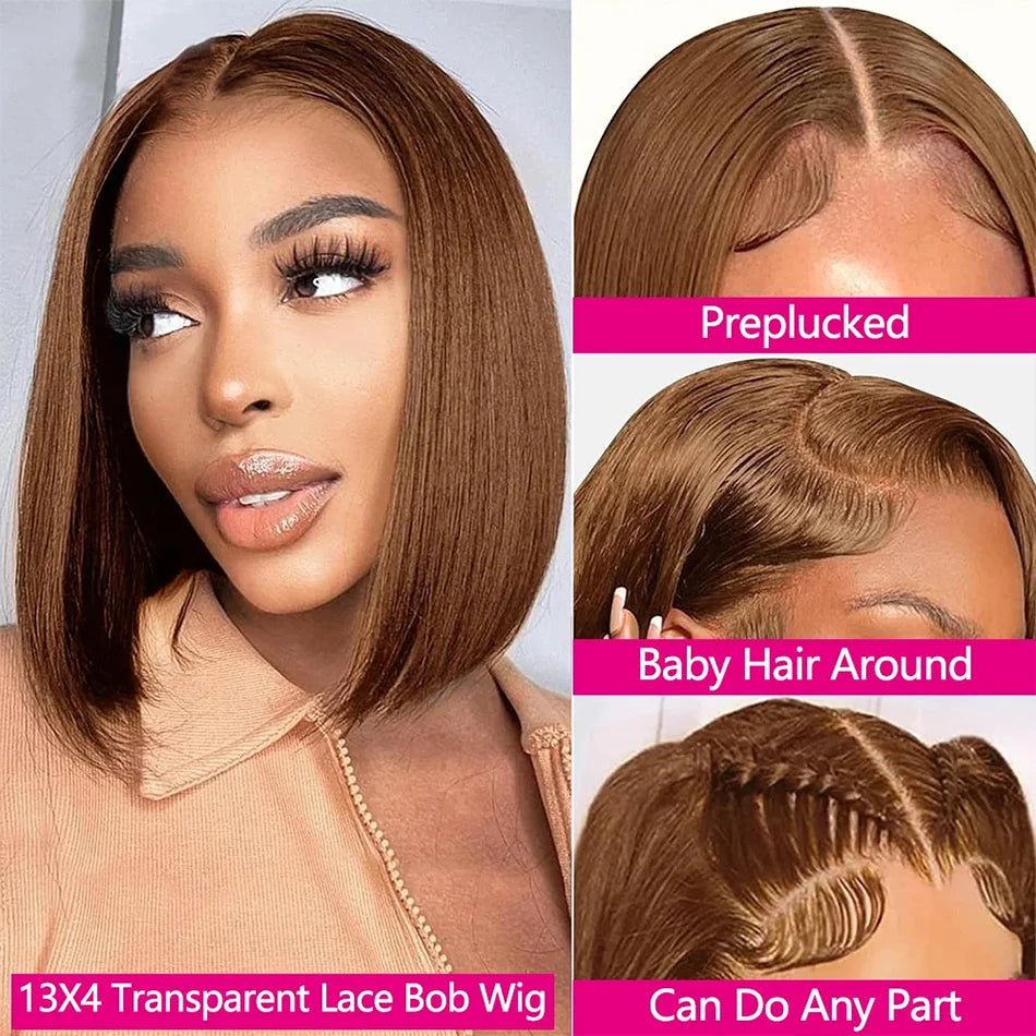 220 Density 13x4 Lace Front Transparent Chocolate Brown Wig